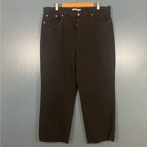Levi’s Women’s Black Ribcage Straight Button Fly Ankle Jeans Size 18W